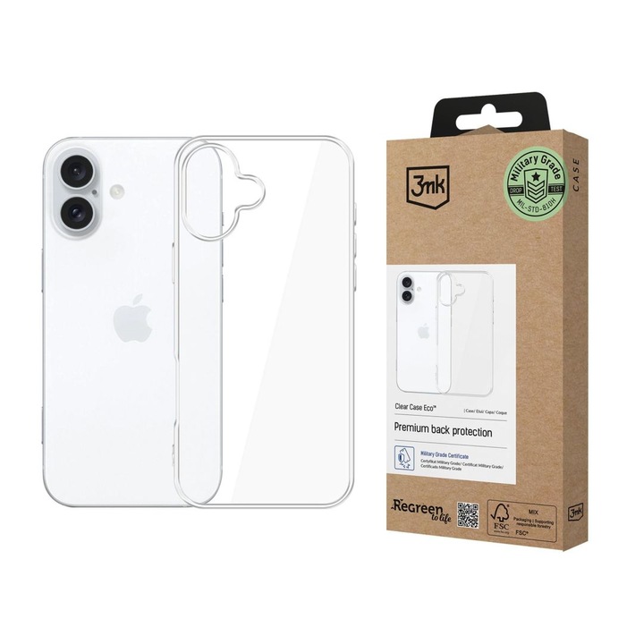 3MK Átlátszó Telefontok Eco GRS CU 1304127 Apple iPhone 16 kompatibilis W-3ClCasEco-AiP16