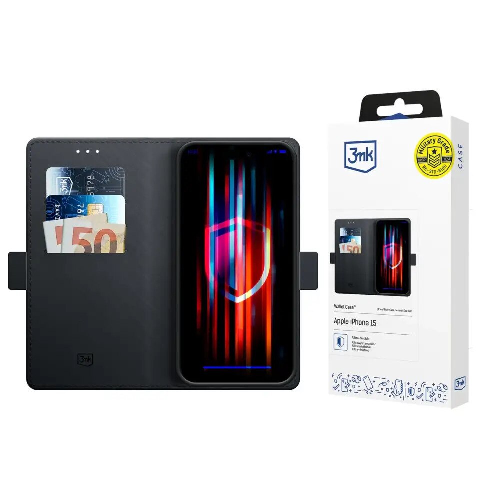 Husa pentru iPhone 15 - 3mk Wallet Case- Black - eMAG.ro