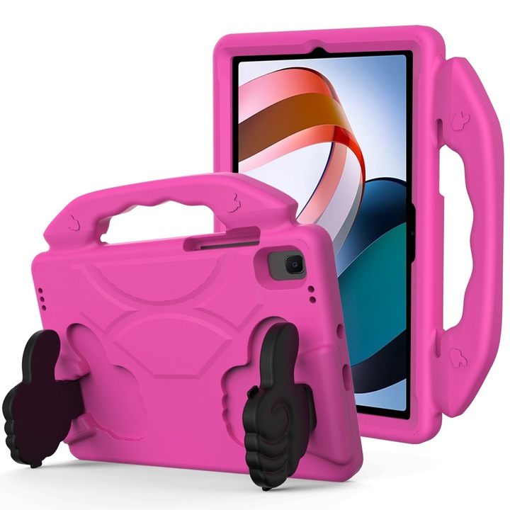 Xiaomi Redmi Pad 10.6 2022 tablet tok, EVA, ujjtartóval, ütésálló, rózsaszín-piros