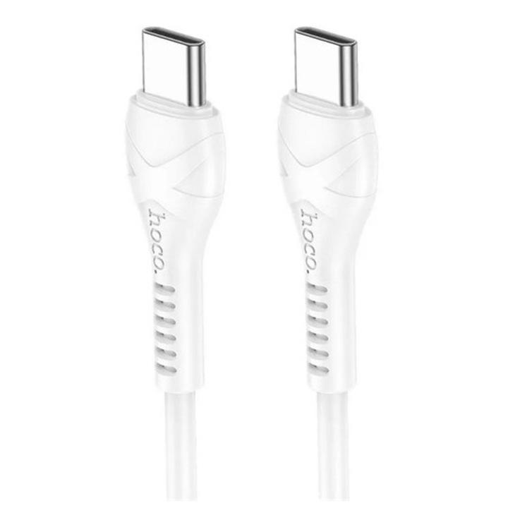 Cablu de date Hoco x37, Type-C - Type-C, 60W, 100cm, anti-rupere, alb