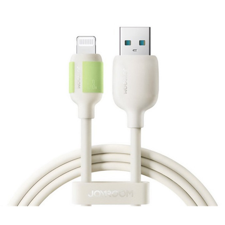 Joyroom adatkábel, usb - lightning, 3a, gyorstöltő, 200cm, bézs, kompatibilis: Apple iPhone 5C / IPAD Air / iPhone 7 Plus 5.5
