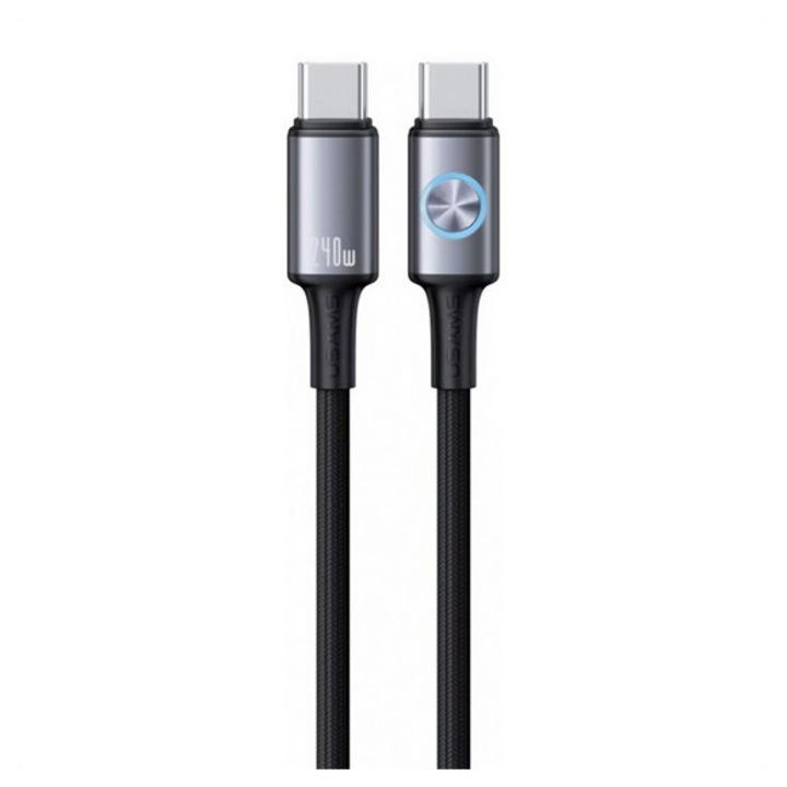 Usams huan adatkábel, type-c - type-c, 240w, pd gyorstöltő, 120cm, sötétszürke