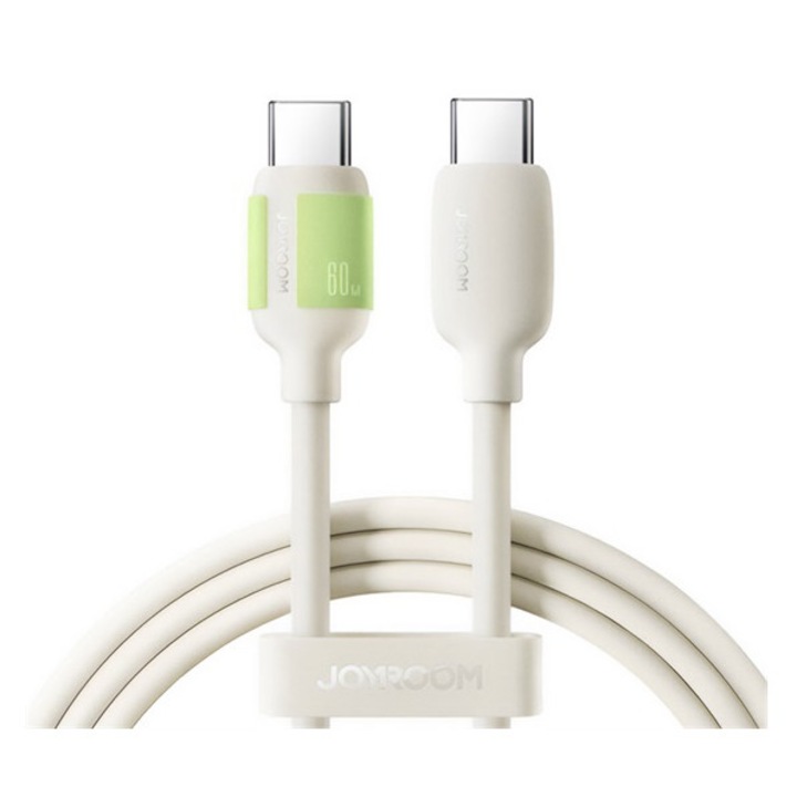 Joyroom adatkábel, type-c - type-c, 60w, gyorstöltő, 200cm, bézs