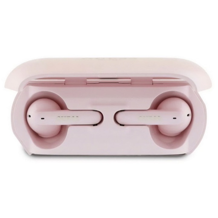 Guess elongated metallic bluetooth fülhallgató sztereo, v5.3, tws, mikrofon, zajszűrő + töltőtok, rózsaszín