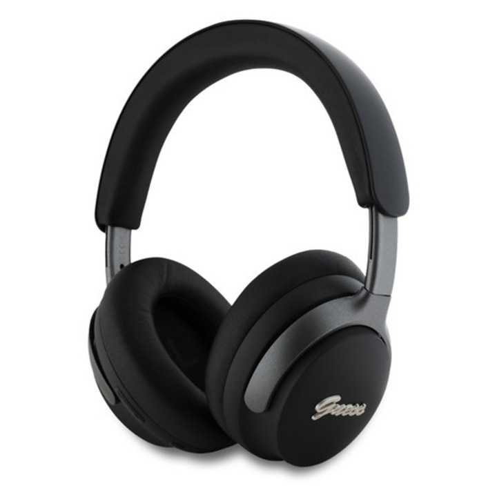 Guess pu leather script logo bluetooth fejhallgató sztereo, v5.4, mikrofon, aktív zajszűrő, ipx4 vízálló, fekete