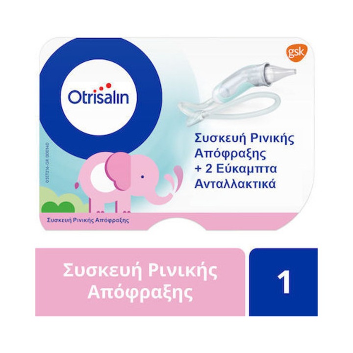 Aspirator nazal Otrisalin, set cu 2 accesorii de schimb, ergonomic, usor de utilizat, pentru igiena nazala