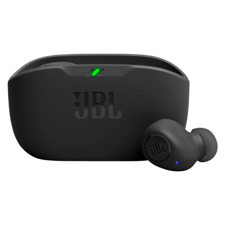 Jbl vibe buds bluetooth fülhallgató sztereo, v5.2, tws, mikrofon, mélyhang kiemelés, ip54 + töltőtok, fekete