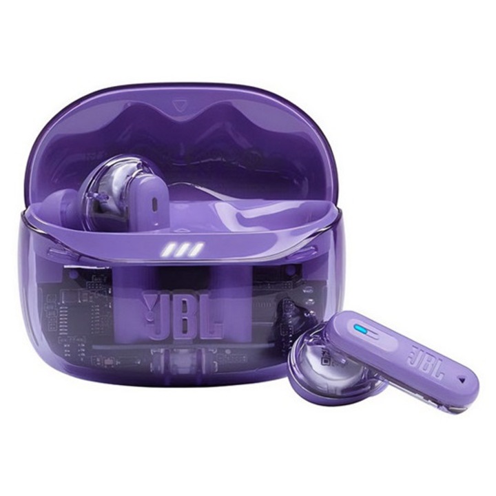 Jbl tune beam2 ghost edition bluetooth fülhallgató sztereo, v5.3, tws, mikrofon, aktív zajszűrő, ip54 + töltőtok, lila