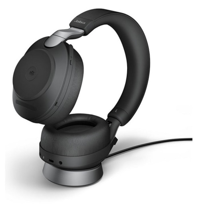 Jabra evolve2 85 ms bluetooth fejhallgató sztereo, v5.0, mikrofon, aktív zajszűrő + töltő állomás, fekete
