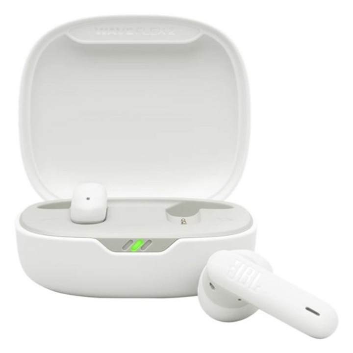 Jbl wave flex 2 bluetooth fülhallgató sztereo, v5.3, tws, mikrofon, zajszűrő, ip54 + töltőtok, fehér