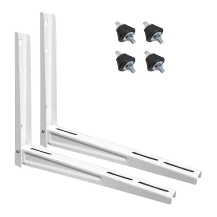 Pachet accesorii pentru montaj unitate exterioara aer conditionat aer conditionat 9000-12000 BTU, 2 console rabatabile si 4 tampoane anti vibratii