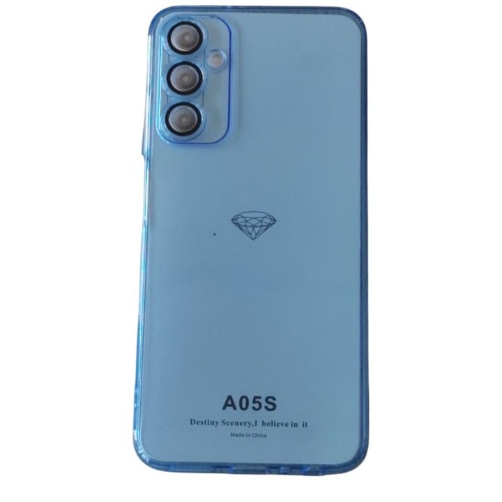 Кейс, съвместим с Samsung Galaxy A05S, тънък, Hi-Tech силикон, G-Tech течен, защита на камерата, подсилени ръбове, прозрачно син