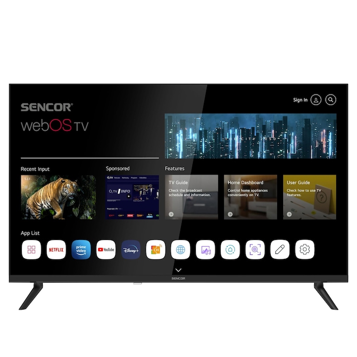 Sencor SLE 32S803TCSB Smart televízió, 32 col / 80 cm, HD Ready, WebOS Smart tv, Fekete