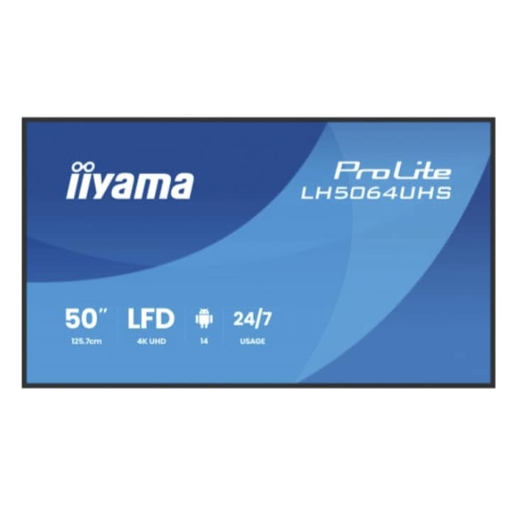 IPS LED professzionális kijelző iiyama ProLite 50" LH5064UHS-B1AG, Ultra HD 3840 x 2160, HDMI, fekete hangszórók