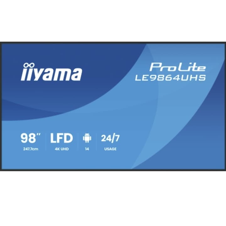 iiyama ProLite 98" LE9864UHS-B1AG IPS LED professzionális kijelző, Ultra HD 3840 x 2160, HDMI, fekete hangszórók