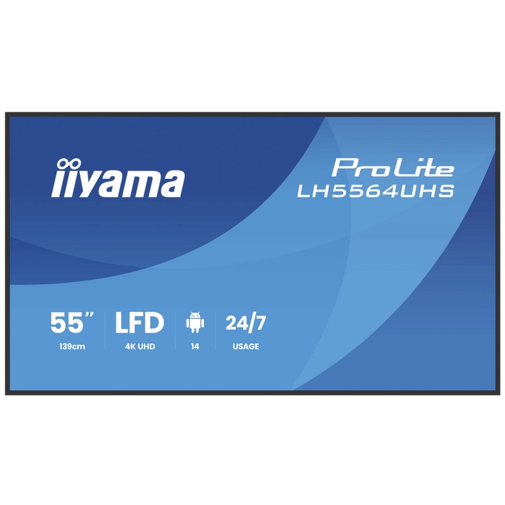 IPS LED professzionális kijelző iiyama ProLite 54.6" LH5564UHS-B1AG, Ultra HD 3840 x 2160, HDMI, fekete hangszórók