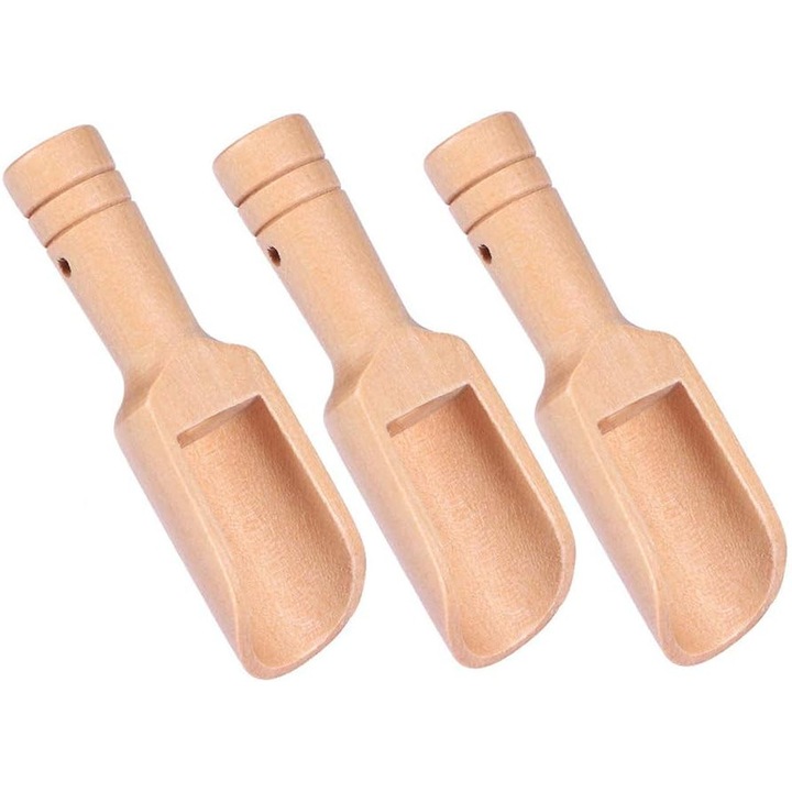 Set 3 linguri mini lemn natural 12x3cm, fara vopsea