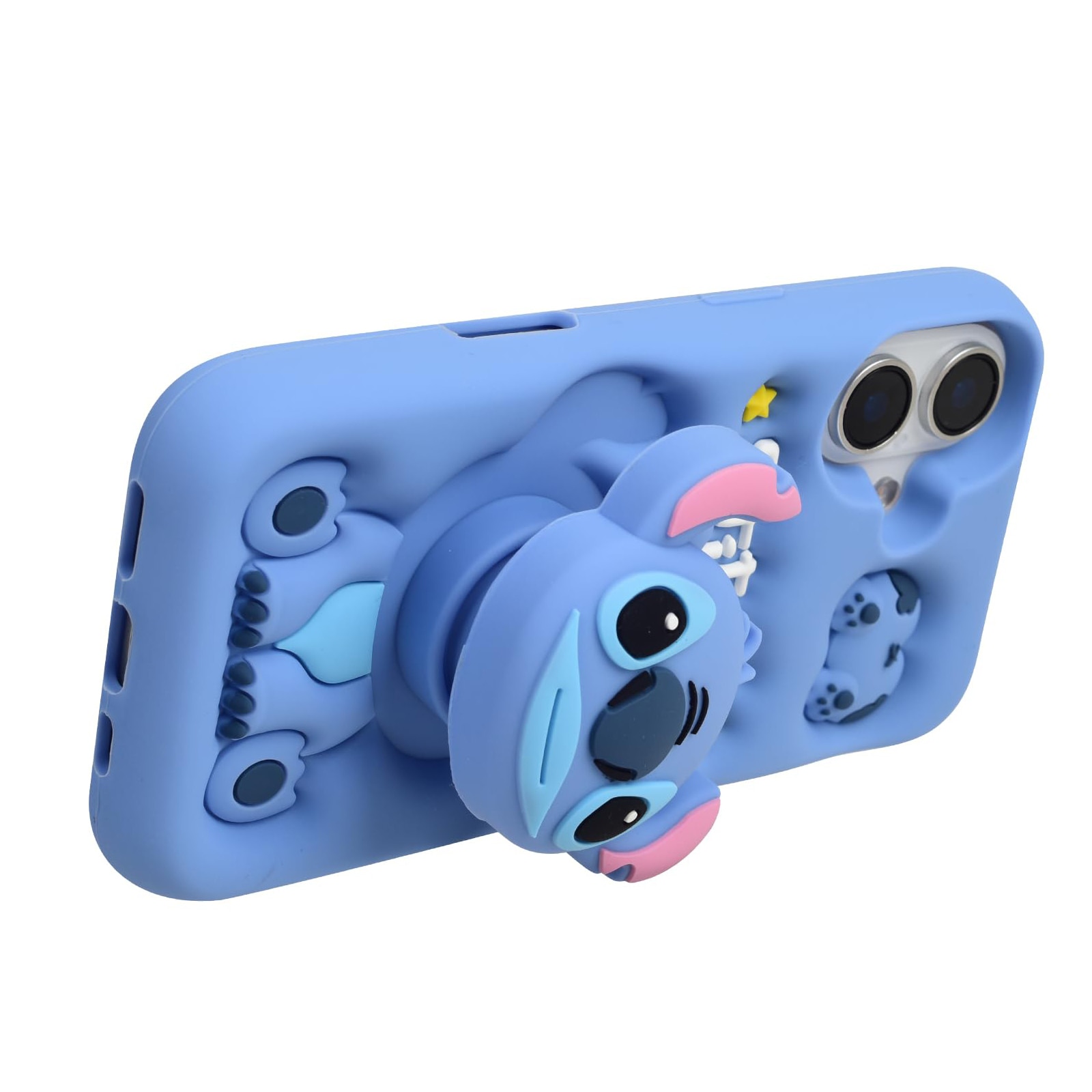 Husa telefon, Stitch, design cartoon, protectie soc, silicon moale, albastru
