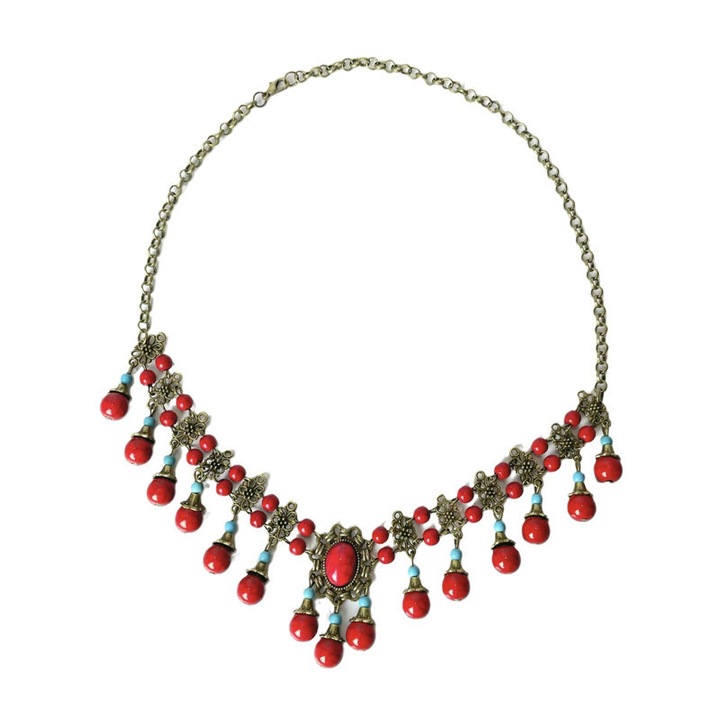 Bratara etnica cu monede vintage si clopotei, set, Bijuterii dama, Zixia