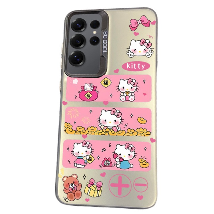 Husa telefon, TREXORA, pentru Samsung S25 Ultra, design Hello Kitty, roz, rezistent la socuri, protectie completa