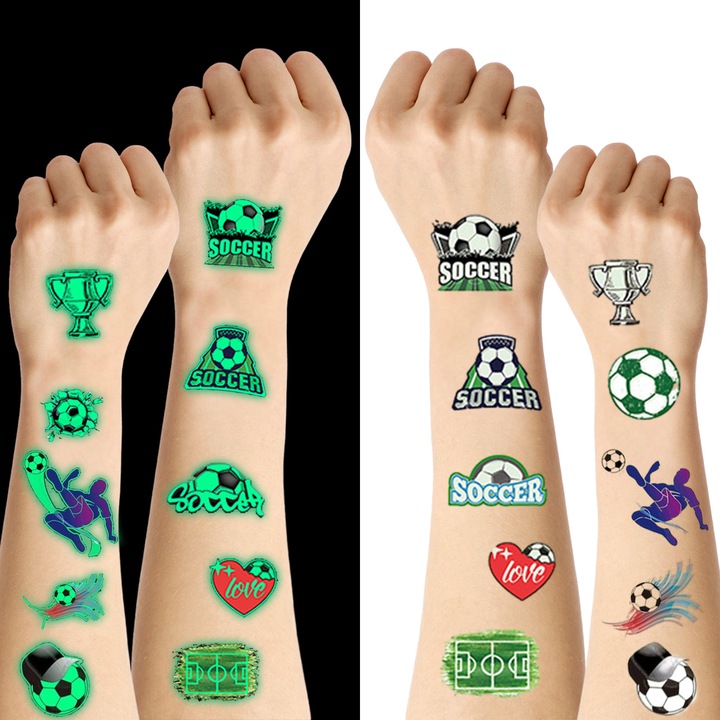 Set tatuaje temporare fotbal HERUSI luminoase copii 20 buc