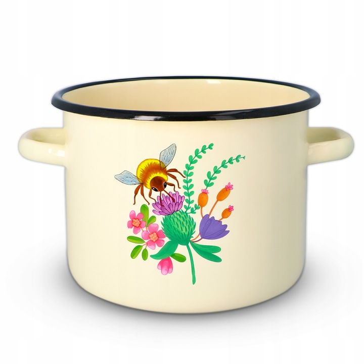 Емайлирана тенджера, Olkusz Pots, стъкло, 5,5 л, крем, емайл, 22 x 17,5 см, крем