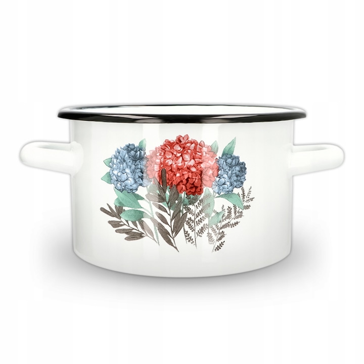 Емайлирана тенджера, Olkusz Dishes, Стъкло, Височина: 11 см, Диаметър: 16 см, Покритие: Емайл, 16 x 11 см, Бяло, 1