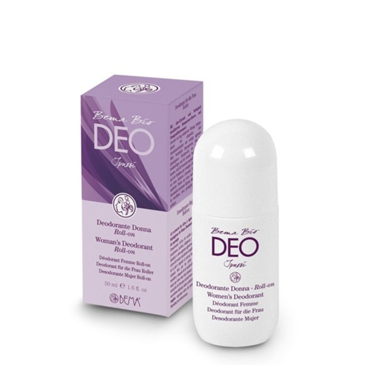 Deodorant Bema Aposmetico Roll-On 50ml, fara alcool, cu extracte biologice de trandafir si portocal, pentru piele sensibila