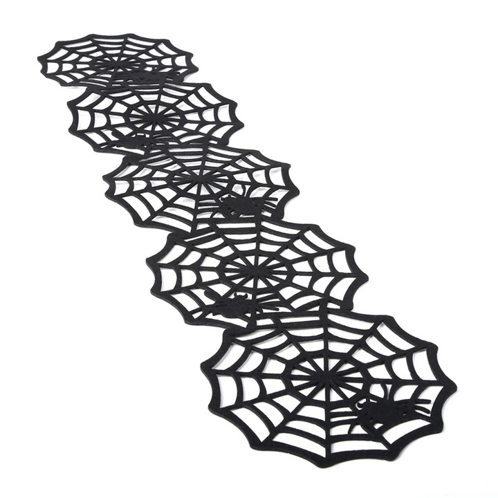 Halloween asztali futó YANYXR BCS2900849, kivágott pókháló mintás nem szőtt anyag, fekete, 81 x 19 cm