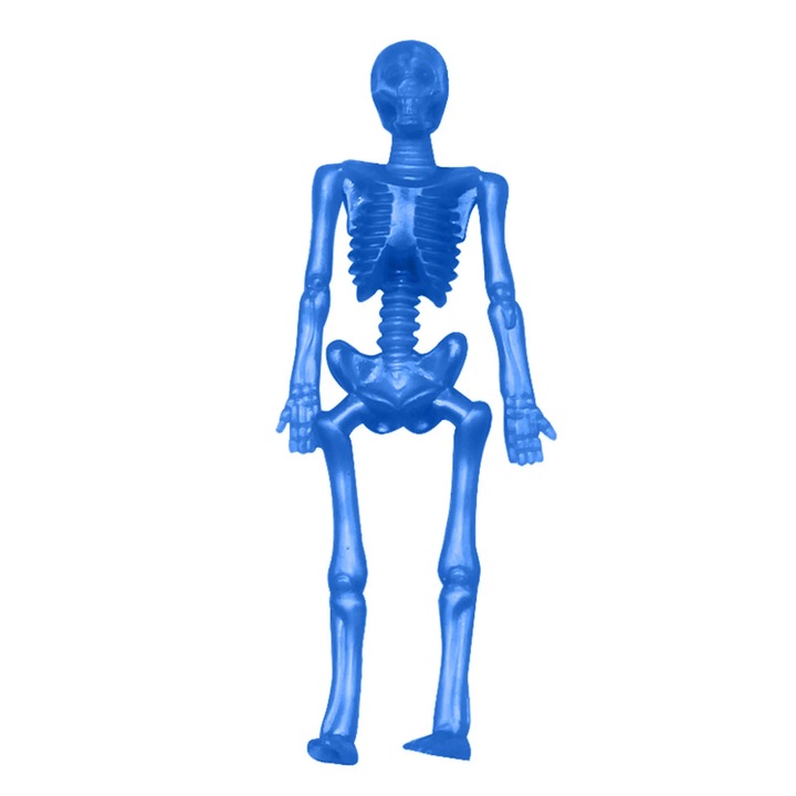 Figurina schelet elastica ZYBLSSBB, cauciuc moale, albastru, 3.5x9cm