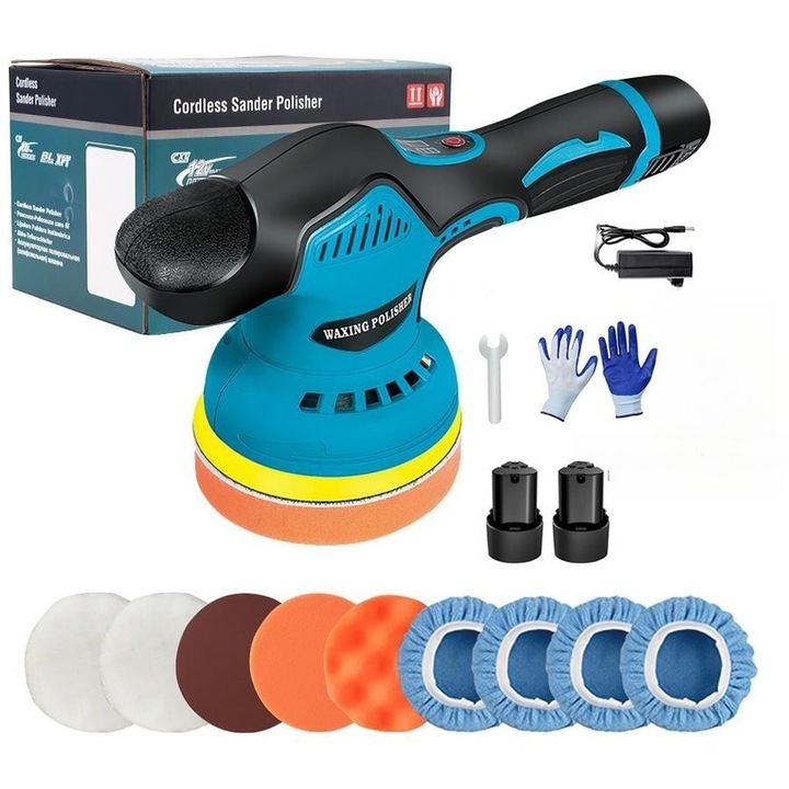 Polizor auto mini 12V, 8 viteze, 2 baterii, accesorii inclus, XB-003