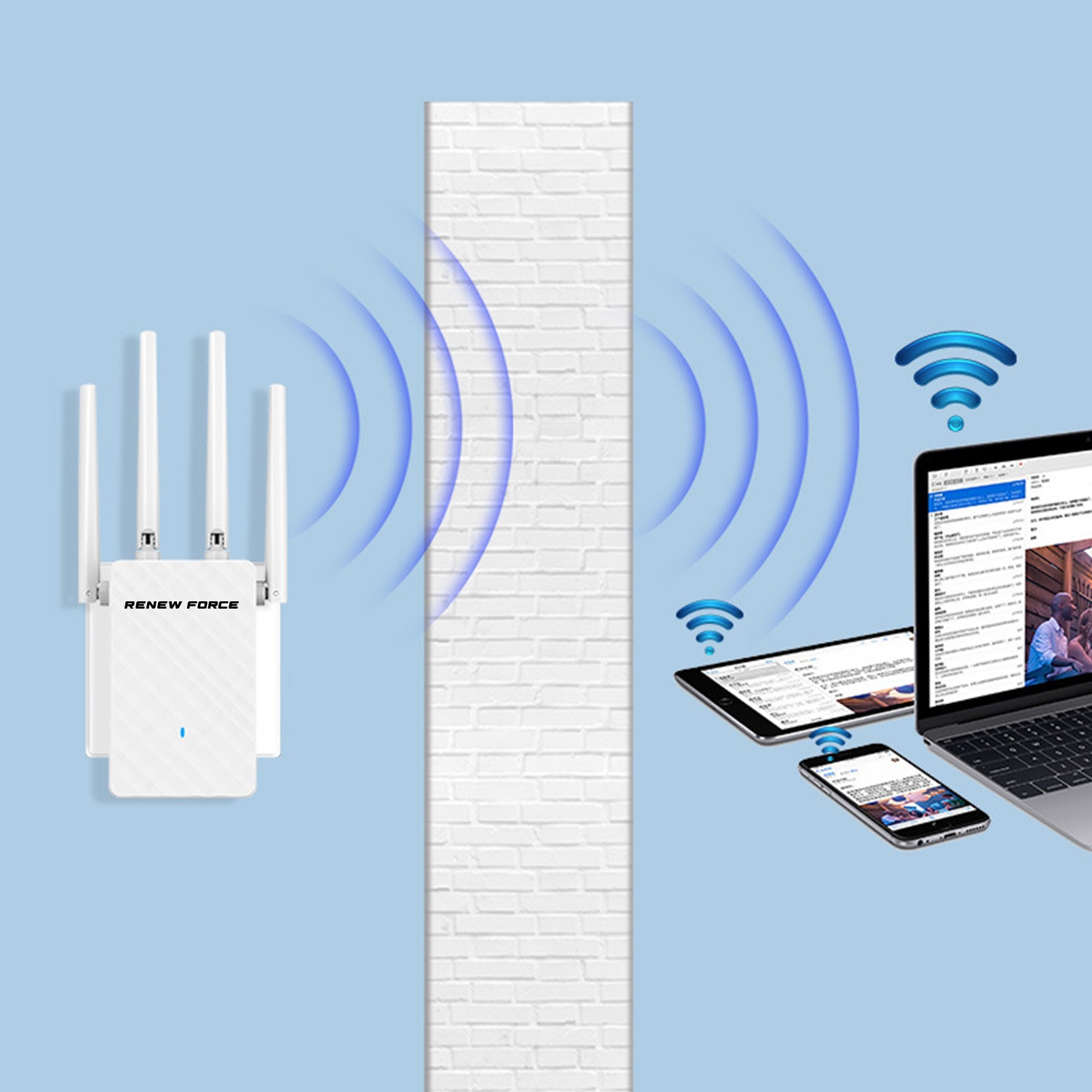 Semnal Router Cu Sim Amplificator Semnal Wireless, Renew Force®, Range Extender Retea WiFi ...