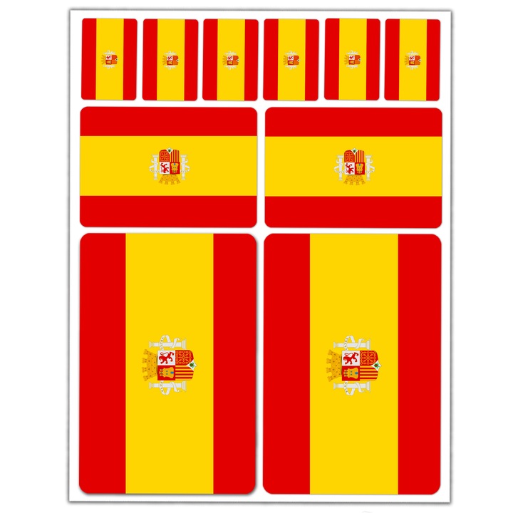 Autocolante autoadezive laminate din PVC, Biomar Labs, potrivite pentru biciclete, casti, masini, motociclete, laptopuri, Steagul Spaniei, 10 buc. D20