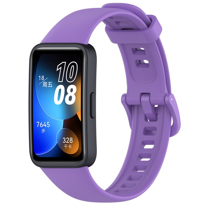 Силиконова каишка за смарт часовник Huawei Band 8/9/10, HUANLONG, лилава