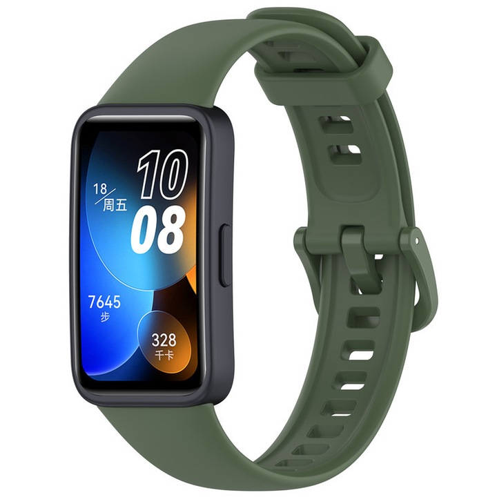 Силиконова каишка за смарт часовник Huawei Band 8/9/10, HUANLONG, тъмнозелена