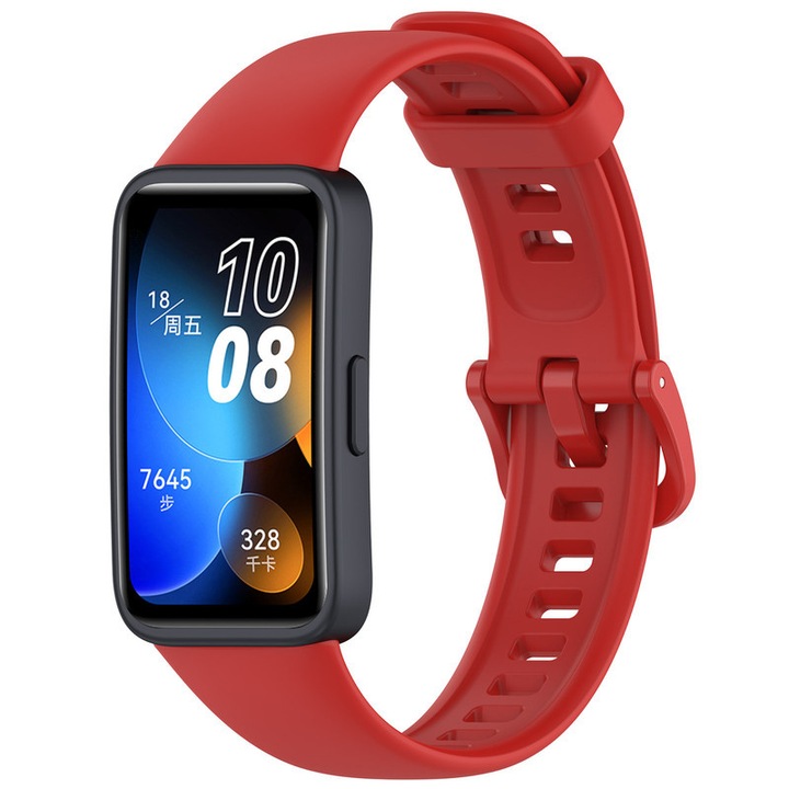 Силиконова каишка за смарт часовник Huawei Band 8/9/10, HUANLONG, червена
