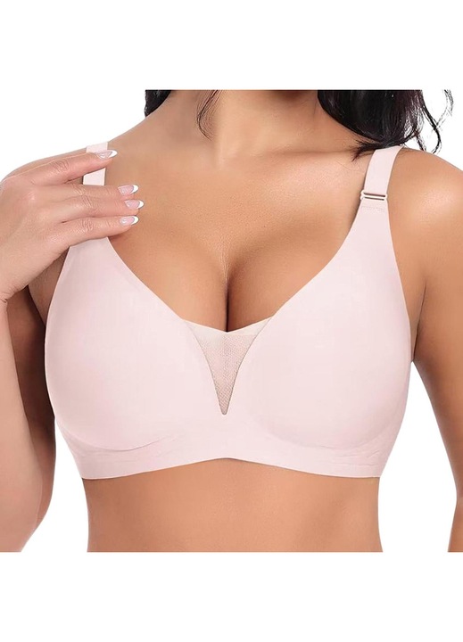 TUNANAN - Sutien fara cusaturi, Bralette fara arc, decolteu profund sexy, Roz