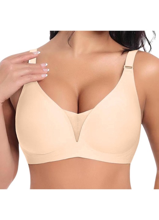 TUNANAN - Sutien fara cusaturi, Bralette fara arc, decolteu profund sexy, Bej