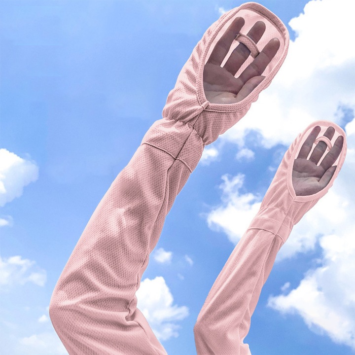 Maneci de protectie solara pentru femei, din material racoare si respirabil, UPF50+ cu protectie UV, anti-alunecare, design detasabil pentru gradinarit, ciclism si sport outdoor, marime mare, culoarei(pulbere)