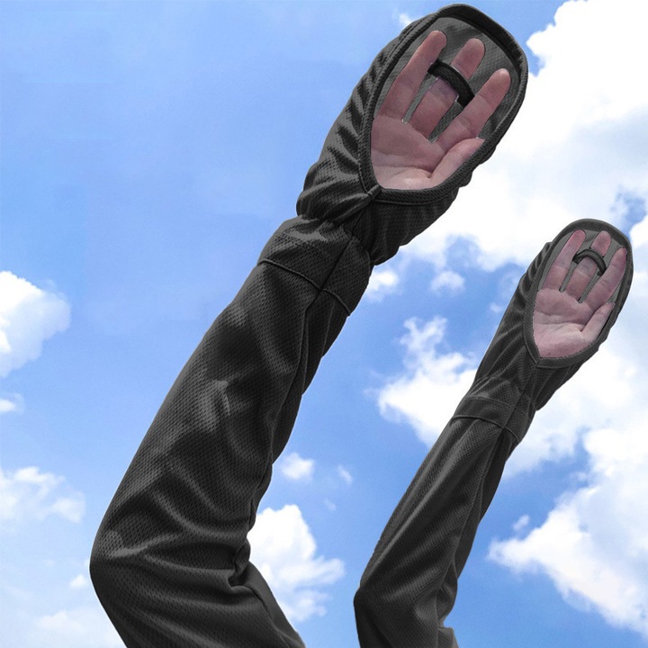 Maneci de protectie solara pentru femei, din material racoare si respirabil, UPF50+ cu protectie UV, anti-alunecare, design detasabil pentru gradinarit, ciclism si sport outdoor, marime mare, culoare(negru)