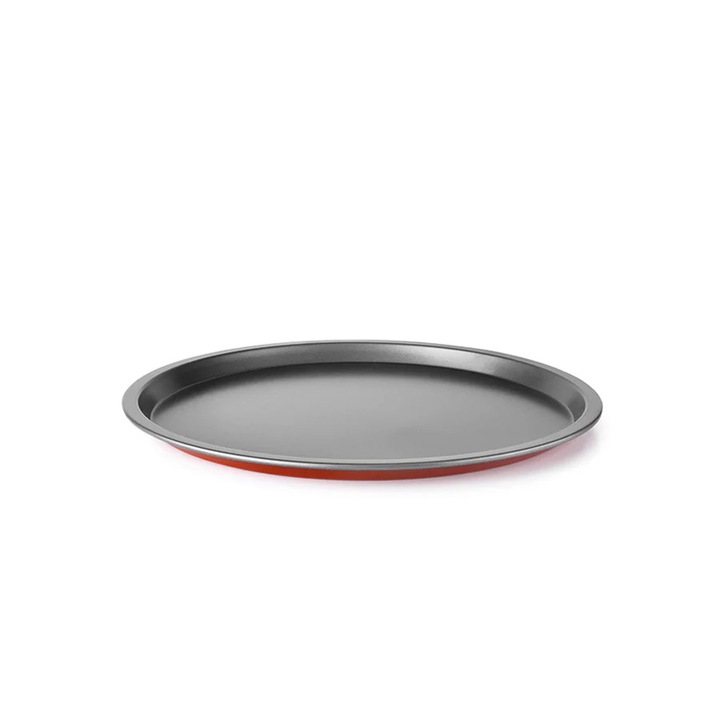 Ibili-Karamel pizzatálca, szénacél, 32x1, 8 cm, fekete/piros