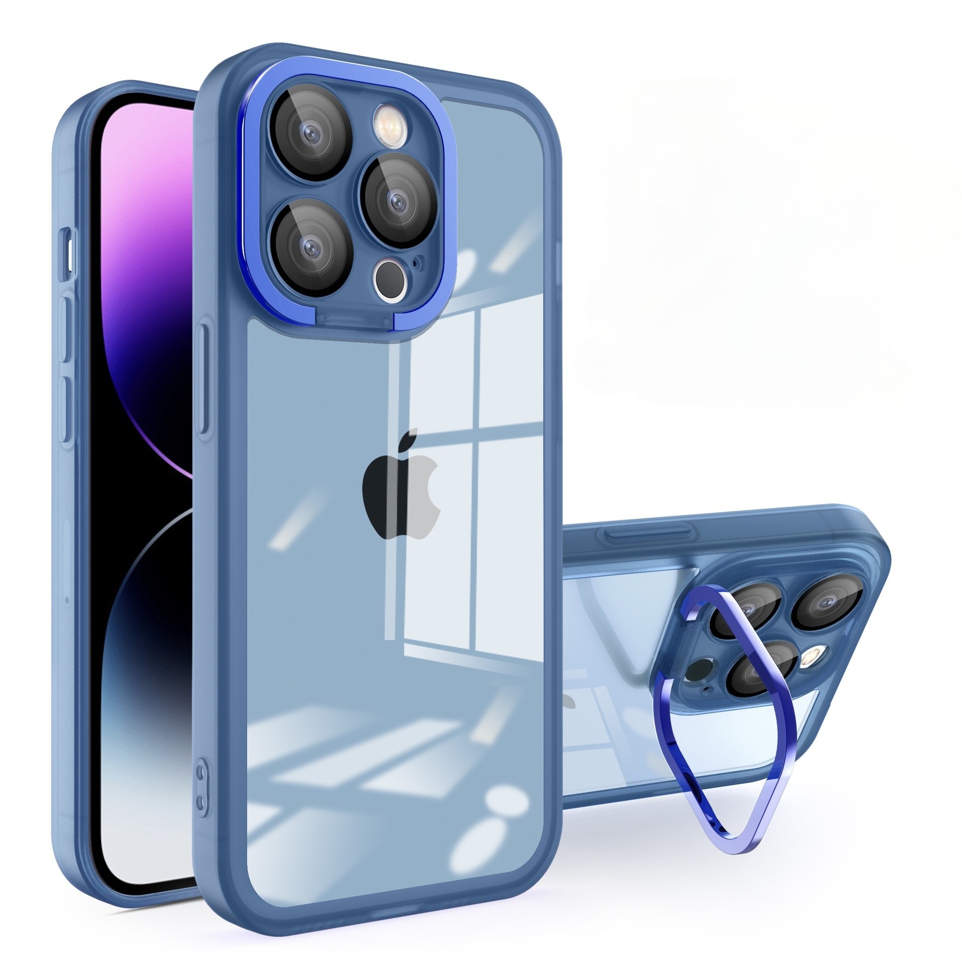 Husa protectie Leski pentru Samsung A03S (164) Electroplated cu suport pentru camera, 1.5 mm grosime, protectie camera, Albastru
