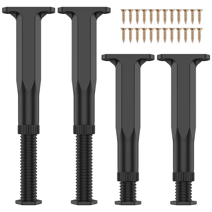 Комплект от 4 крака за мебел, BYONDSELF®, регулируеми, 20-34 см, с възможност за регулиране, черни