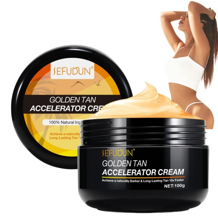 Ускорител за тен, AjieQaQ, засилващ ефект, 100% натурални съставки, без слънцезащитен крем, подходящ за всички типове кожа, унисекс, 100 г