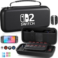 Husa De Transport Consola Nintendo Switch 2 PlayTech Pentru Nintendo Switch 2, Protectie Impotriva Socurilor Si Stropilor, Compartiment Pentru Jocuri Si Accesorii, Inchidere Cu Fermuar Dublu, Material Eva Durabil, Negru
