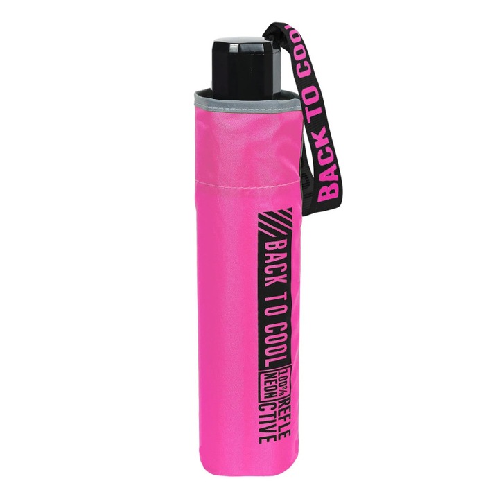 Umbrela pliabila Perletti CoolKids 15657, Pentru copii, Back to Cool, Roz Neon