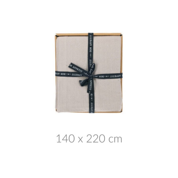 Pamut terítő téglalap alakú asztalhoz, 140 x 220 cm - bézs
