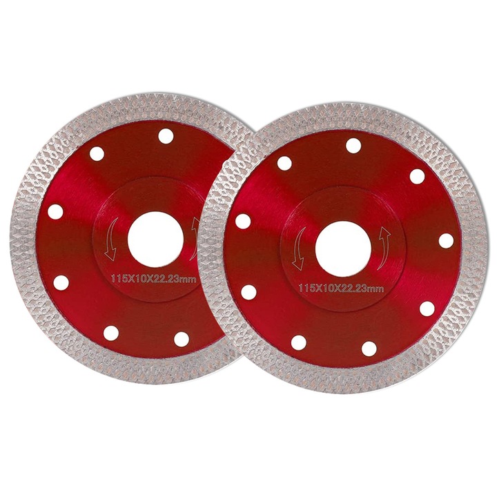 Set 2 Disc Diamantat Turbo Subtire, BYONDSELF®, 115*10*22.23MM, pentru Granit, Beton, Marmura, Rosu