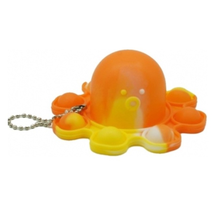 Антистрес играчка, Flippy, Pop It Type, Обръщащ се октопод, Силикон, 20 x 10 см, Оранжев