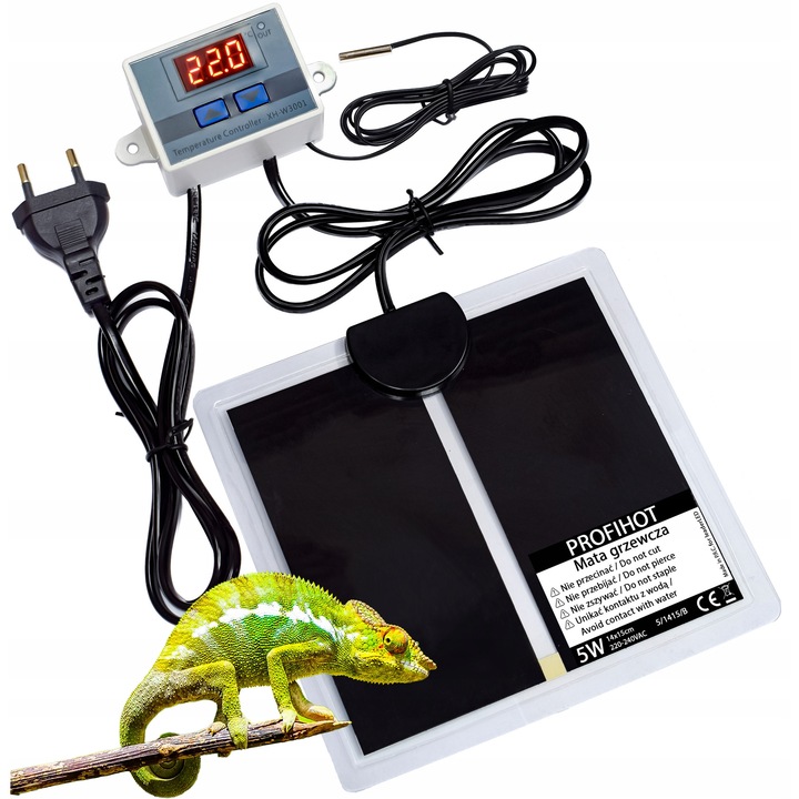 Covoras de incalzire reglabil cu termostat pentru terarii, Profihot, 14x15 cm, 5W